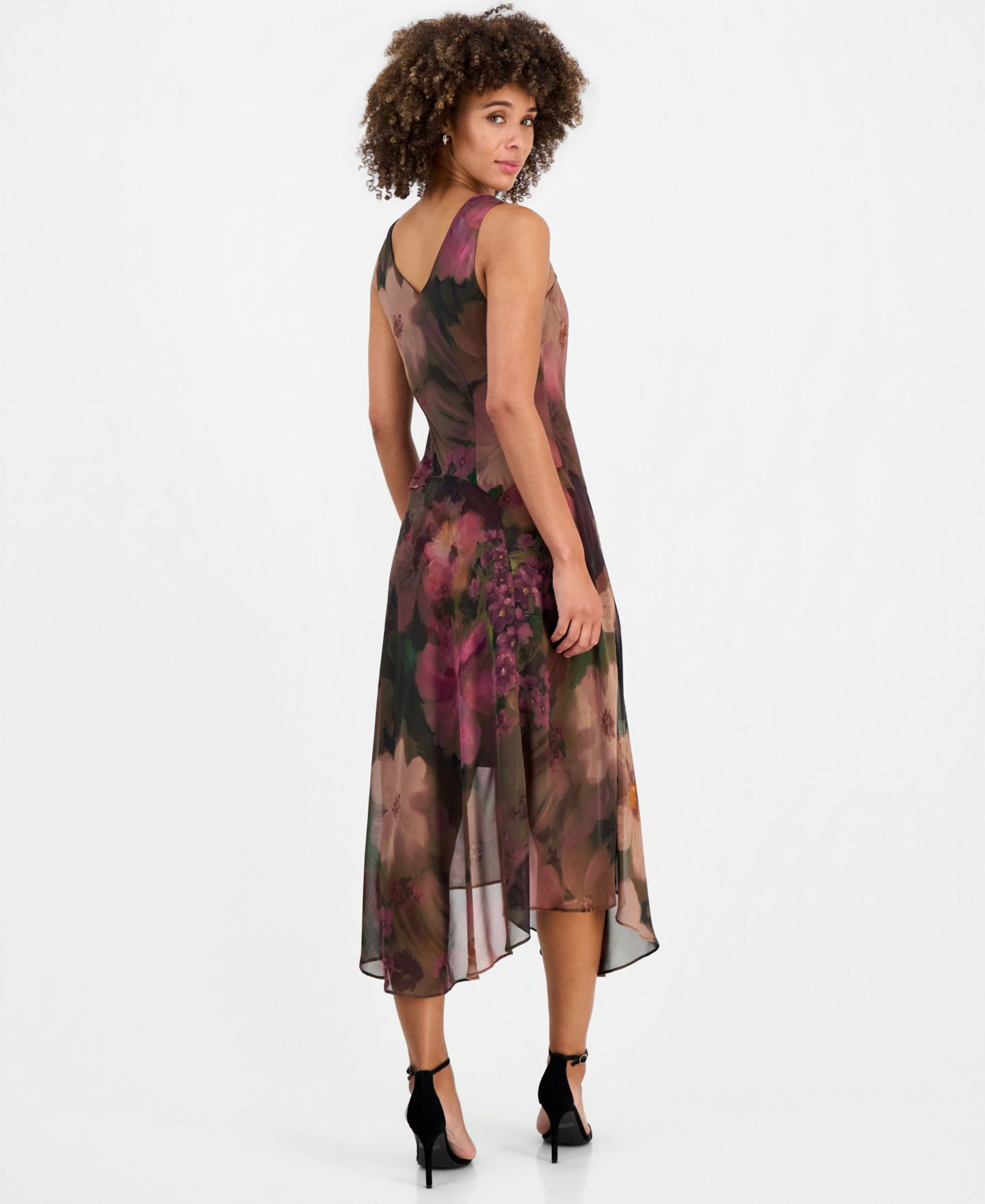 Женское платье Robbie Bee Cowlneck Sleeveless Midi, цвет: Коричневый разноцветный — фото 3