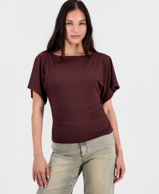 Women's Boat-Neck Flutter-Sleeve Top
