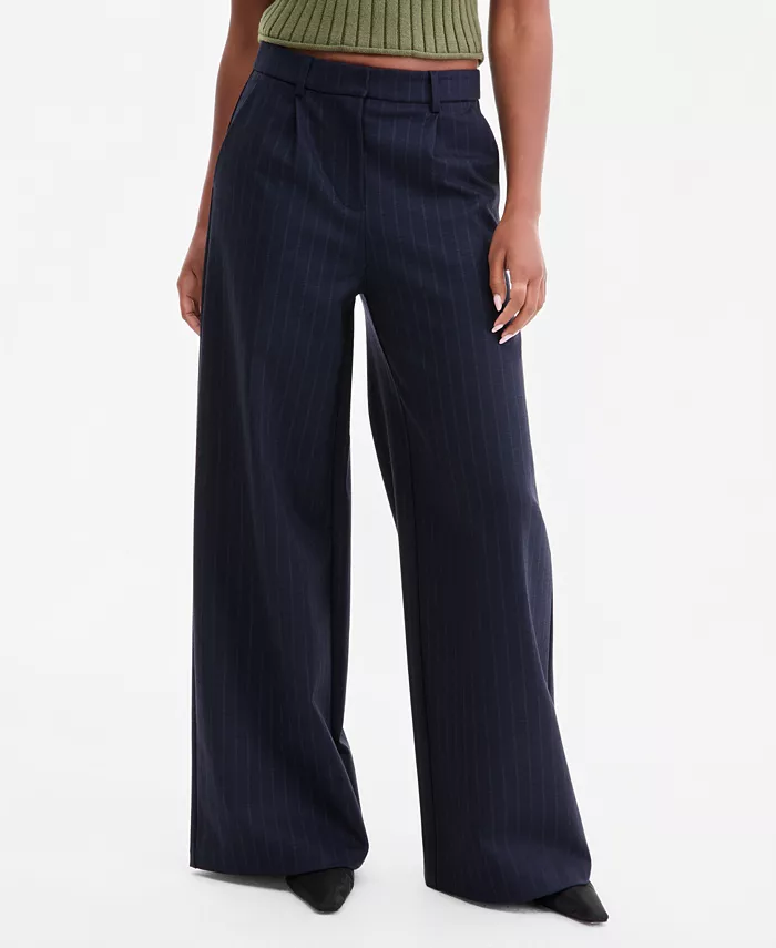 Women's Pinstriped High-Rise Wide-Leg Pants - thumbnail 3