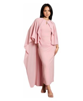 Petite Round Neck Cape Maxi Dress