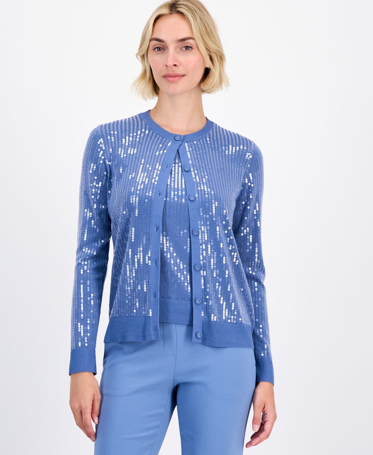 Women's Button-Front Sequin Cardigan