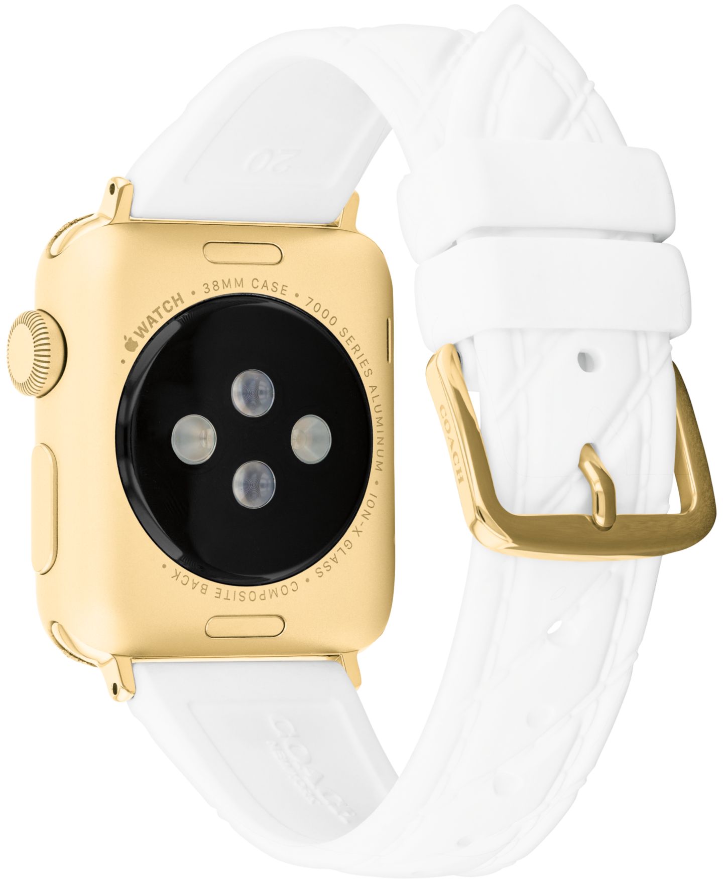 Женский ремешок для часов COACH White Silicone Apple Watch Strap 38mm, 40mm, 41mm — фото 2