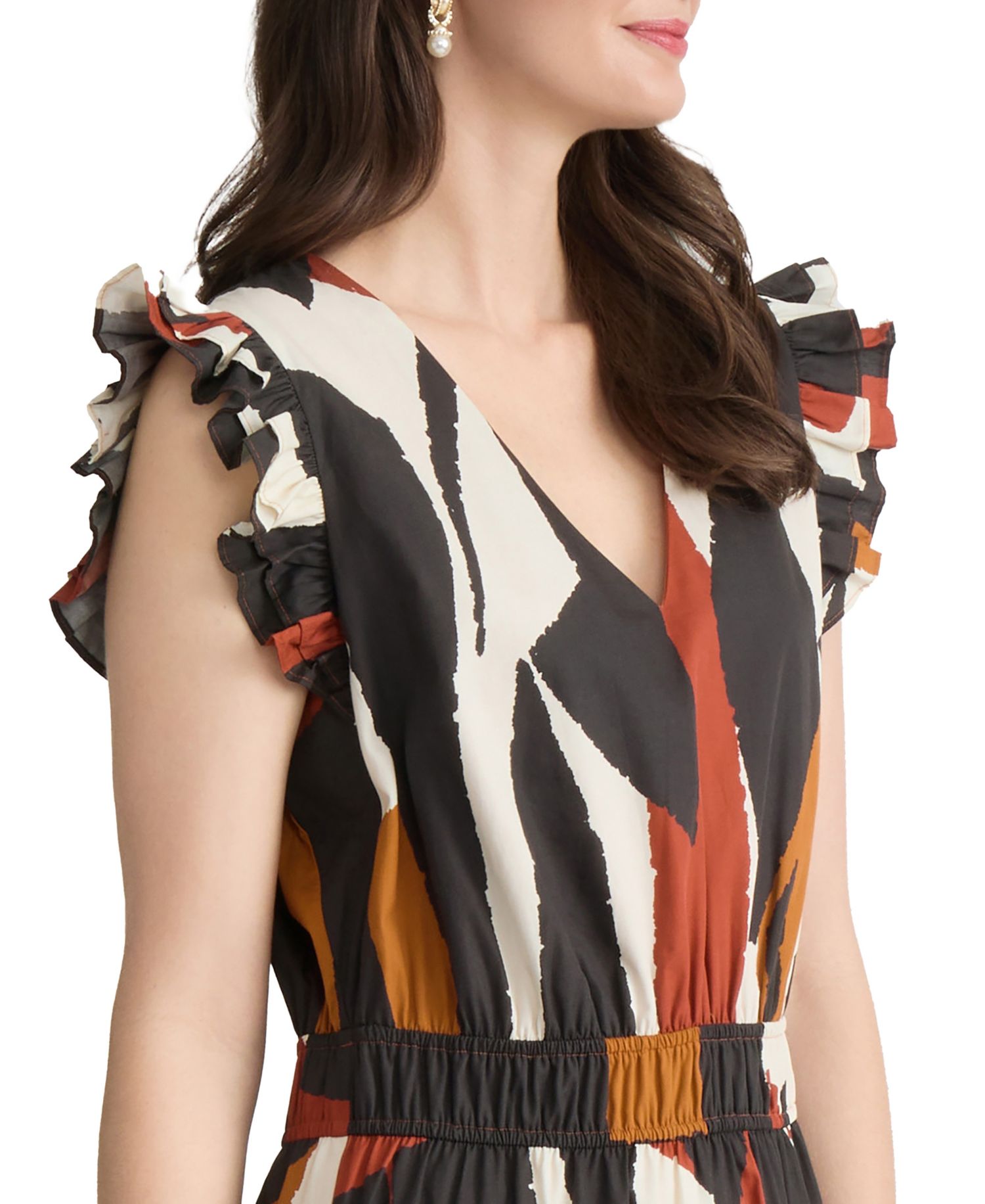 Petite Ruffle-Sleeve Cotton Dress