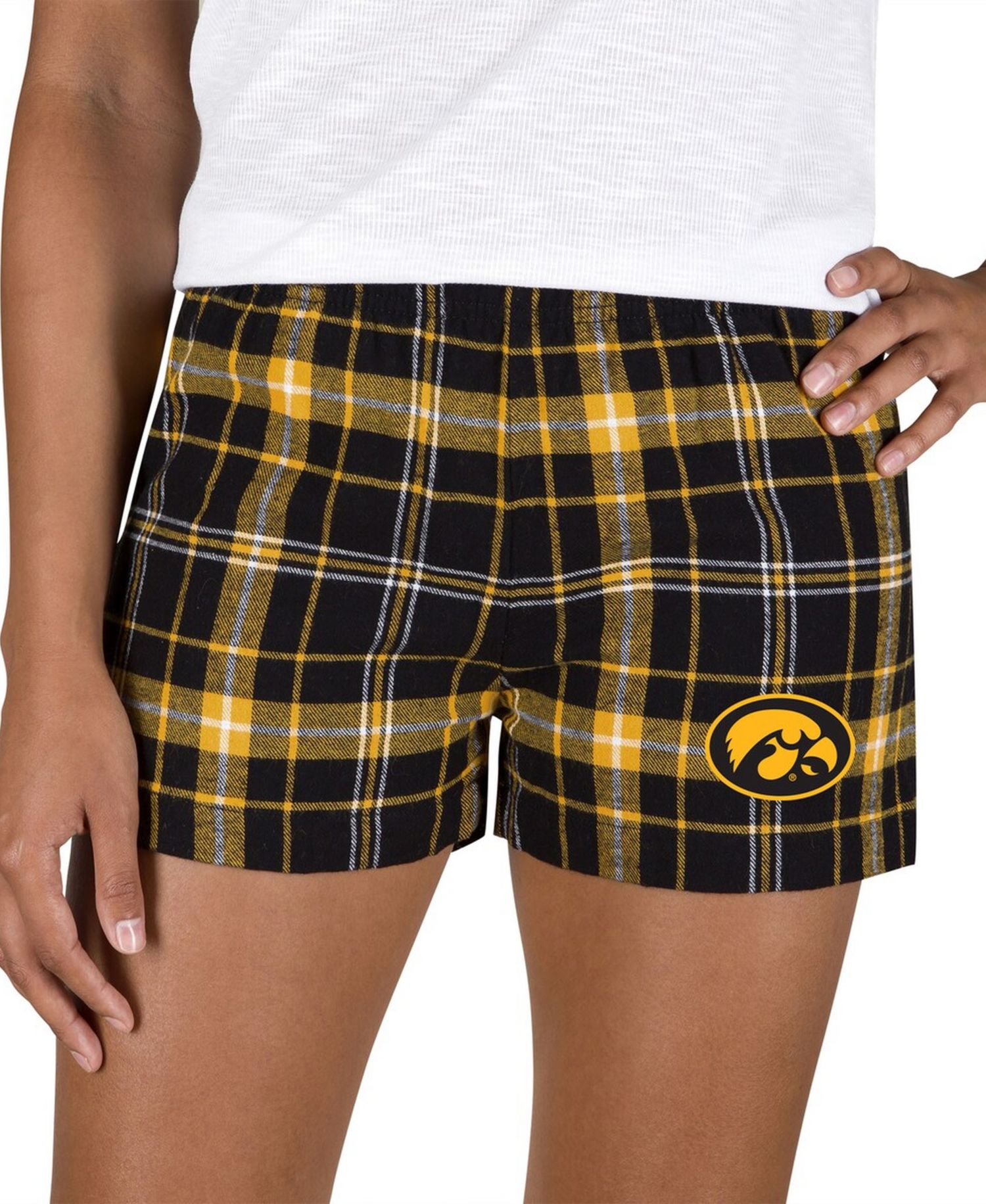 Women's Black/Gold Iowa Hawkeyes Ultimate Flannel Shorts