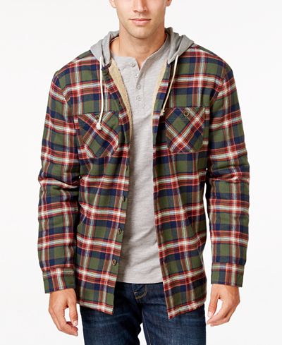 Weatherproof Vintage Men's Hooded Plaid Shirt Jacket, Classic Fit