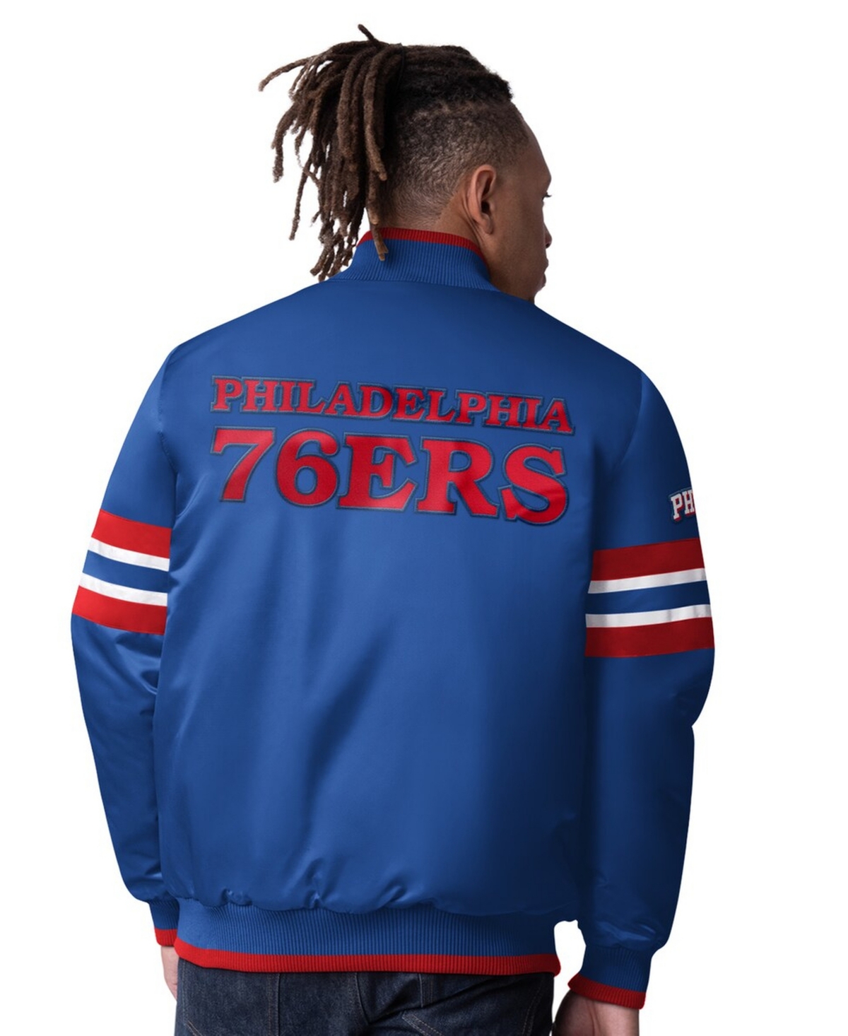 Starter Men's Royal Philadelphia 76ers Scout Varsity Satin Full-Snap Jacket