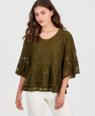 Petite Lace Double Bell Flounce Top