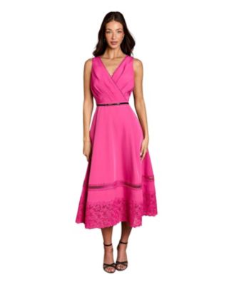Women's V-Neck Lace Midi Dress
