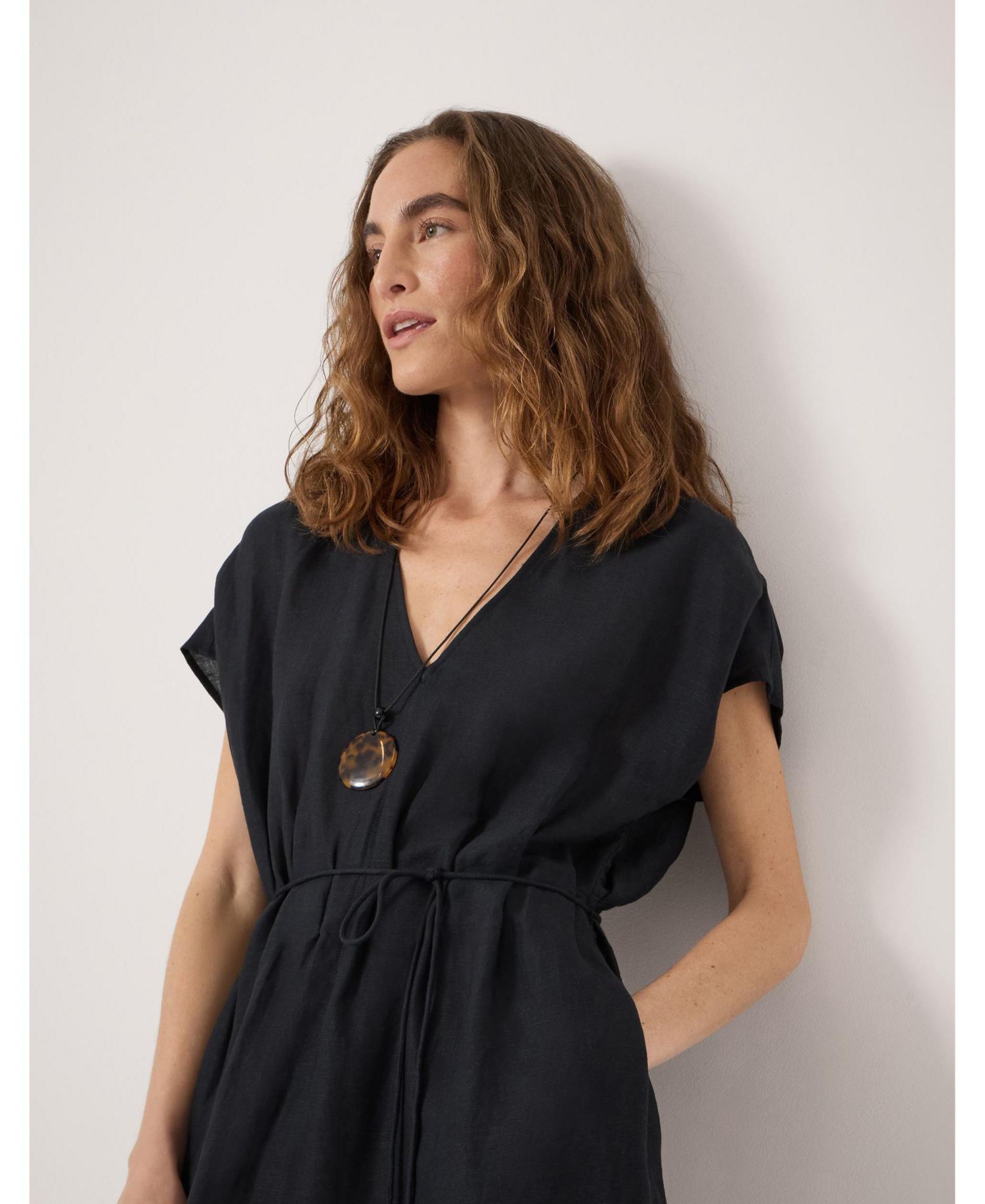 Women's Remy Pleated Linen Blend Midi Dress