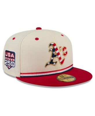 Men's Cream/Red Athletics USA 250 Fourth of July 59FIFTY Fitted Hat