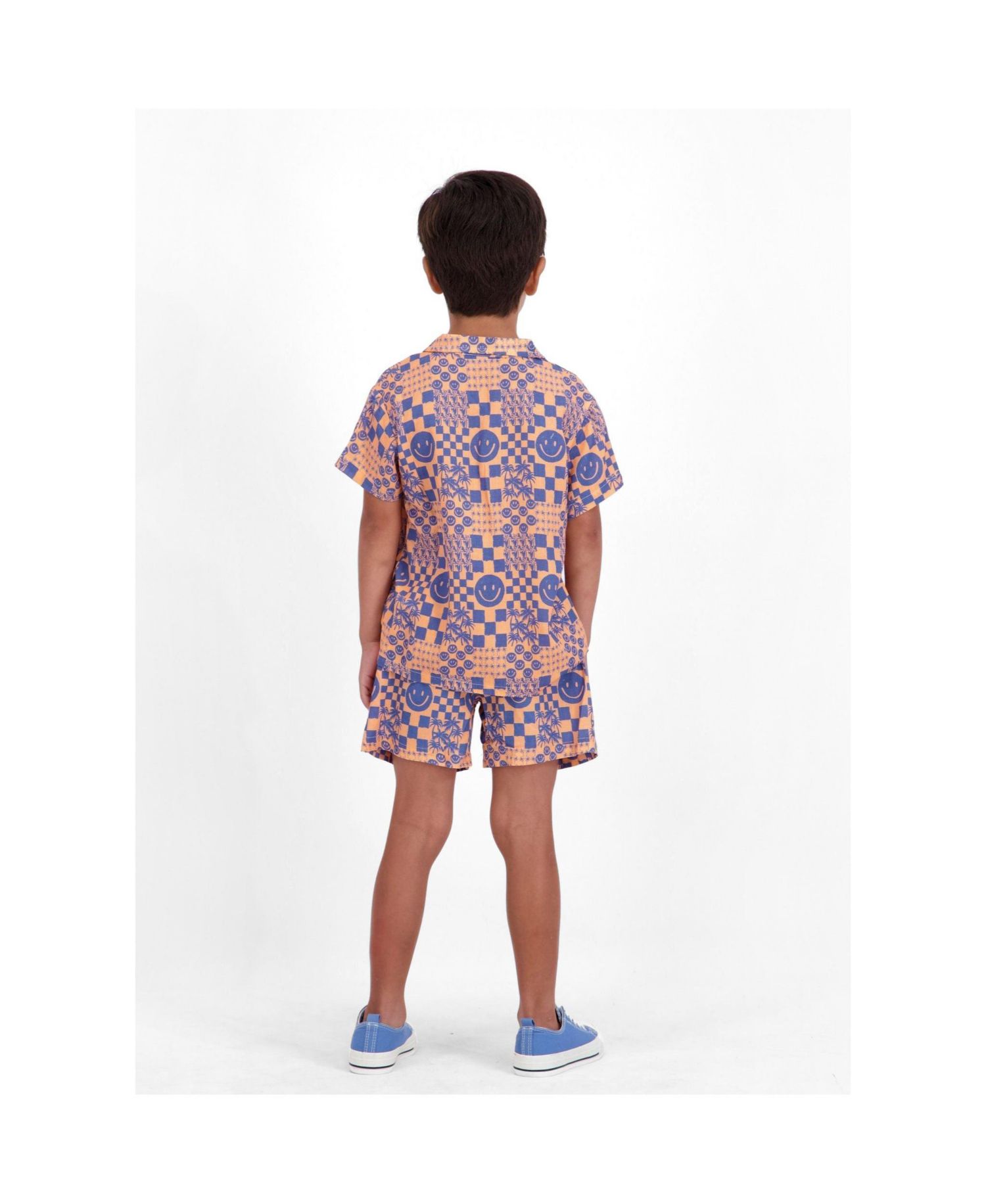 Little Boys Andy and Evan Andy and Evan Allover Smiley Print Buttondown and Shorts Set
