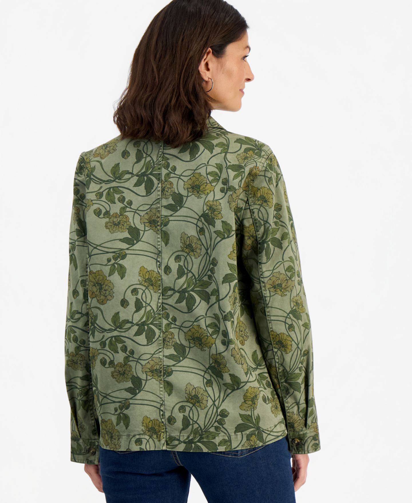 Женская куртка Style & Co Printed Utility, цвет: Зелёный — фото 2