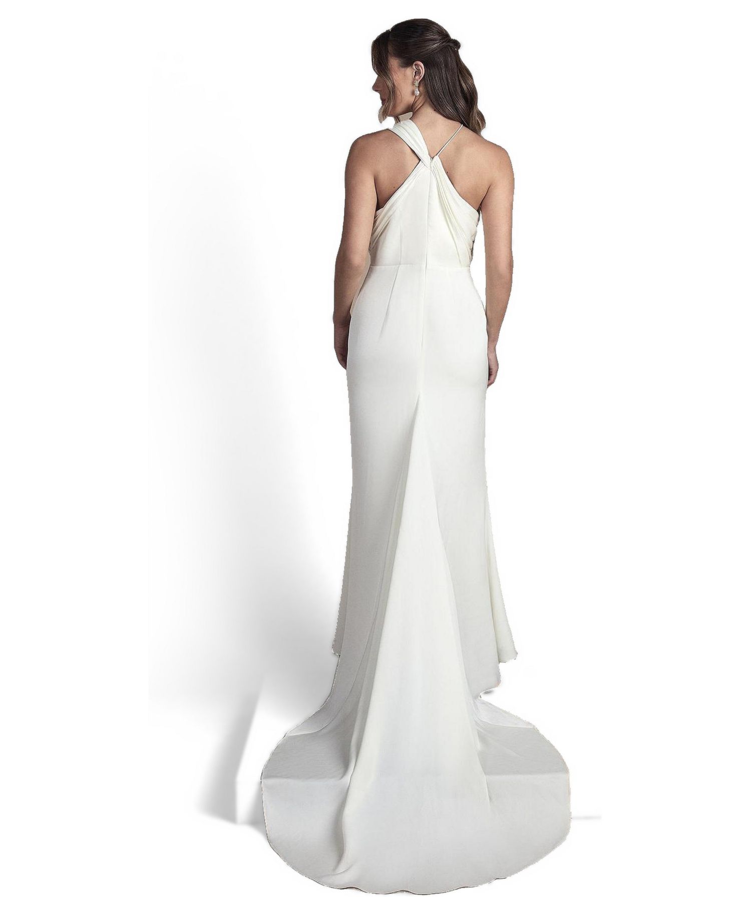 Women's Satin Halter Neck Fishtail Dress