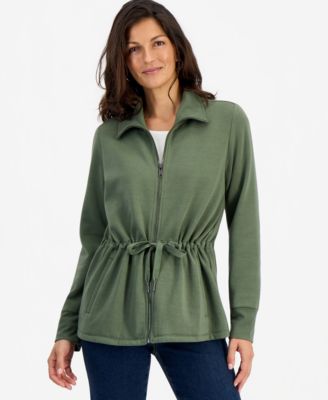 Petite Luxlounge Completer Collared Long-Sleeve Zip-Front Top