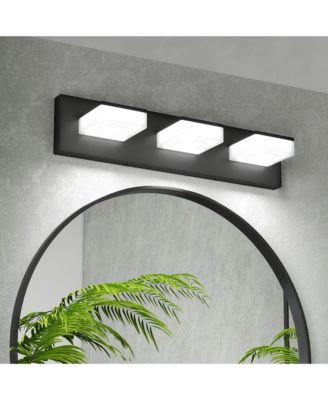 3-Light, 20" LED Modern Bathroom Vanity Light Fixtures, Matte Black Modern Acrylic Bathroom Wall Lighting Fixtures Over Mirror