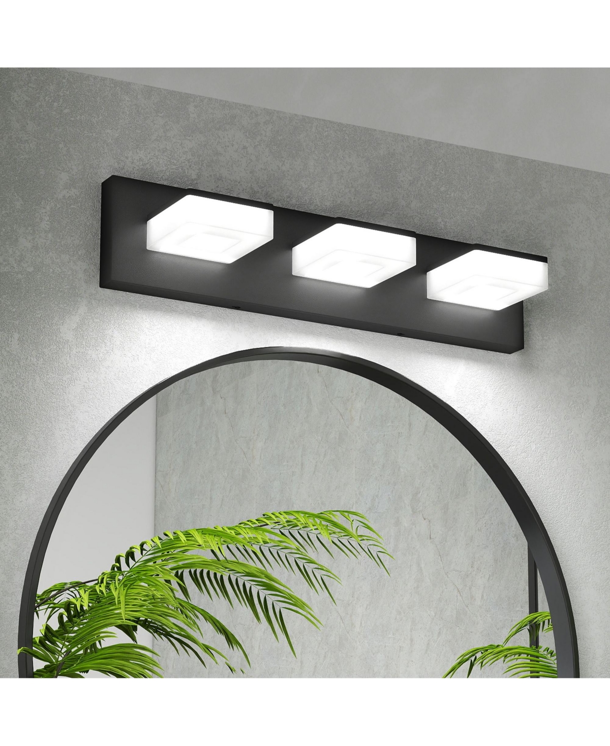 Midola 3-Light, 20" Led Modern Bathroom Vanity Light Fixtures, Matte Black Modern Acrylic Bathroom Wall Lighting Fixtures Over Mirror