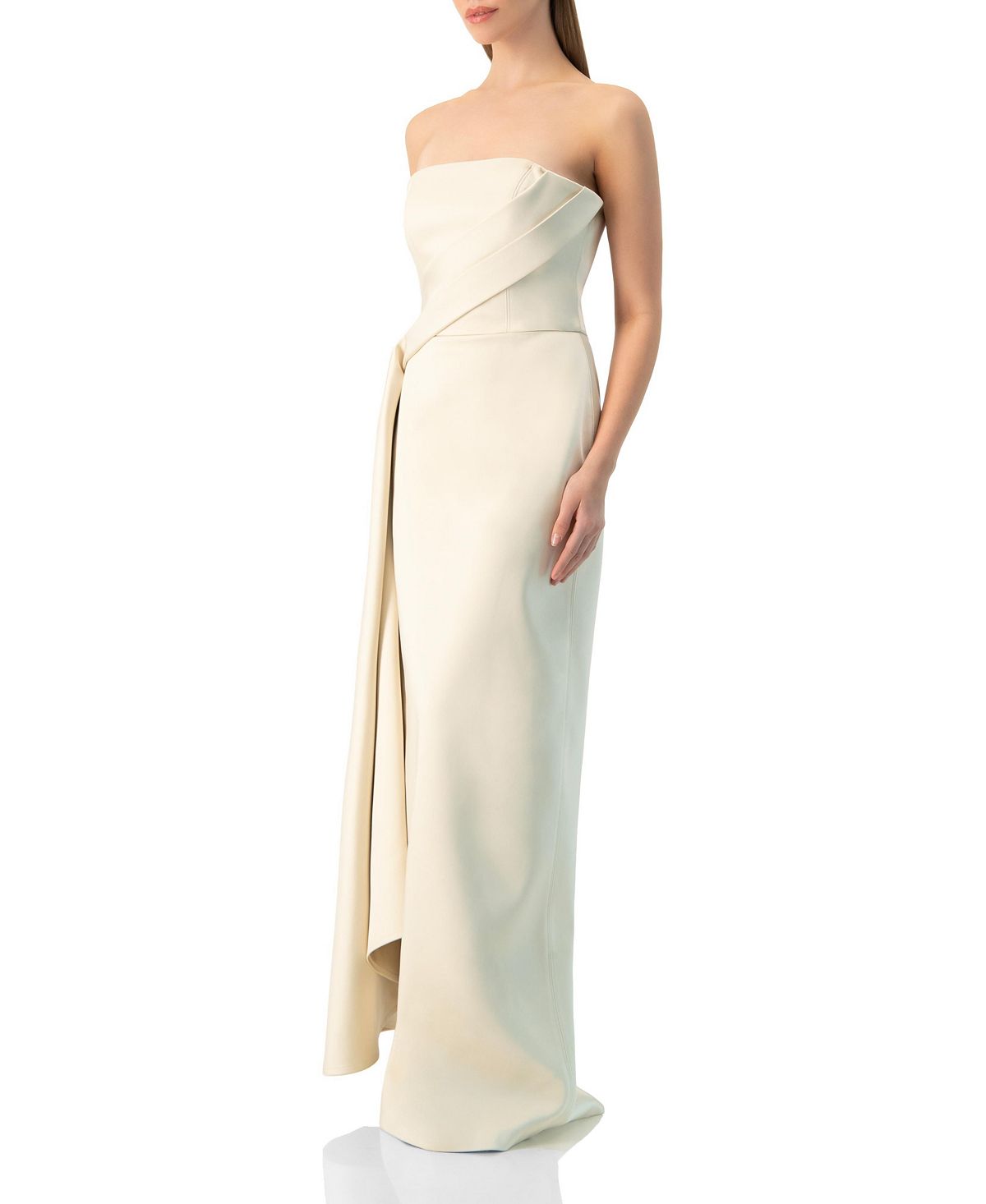 Ivonne Women's Strapless Sculpted Drape Gown view 3 — MAYCSS fashion products