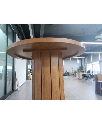 Round Bar Table Engineered Wood Industrial Cocktail Table for Dining Room Living Room Game Room Bar Furniture