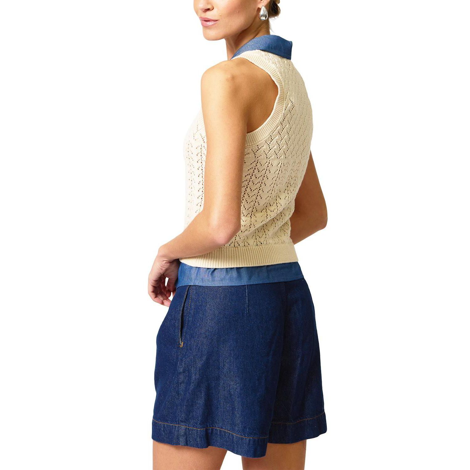 Women's Hazel Pointelle Stitch Halter Twofer