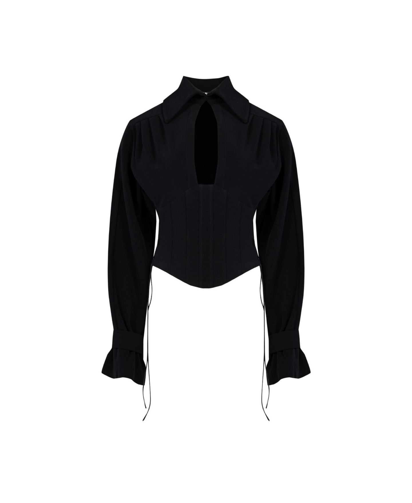 Женские блузки PCFG Tops and Tees Wool-Blend Corset, цвет: Угольно-чёрный — фото 4
