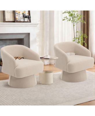 Set of 2 Swivel Barrel Accent Chairs Modern Lounge with Hollowed Back Stable Base 360degree Rotation Vanity Chairs for Living Room Bedroom