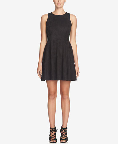 CeCe Avery Faux-Suede Fit & Flare Dress