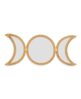 Rattan Crescent Moon Mirror Wall Decoration