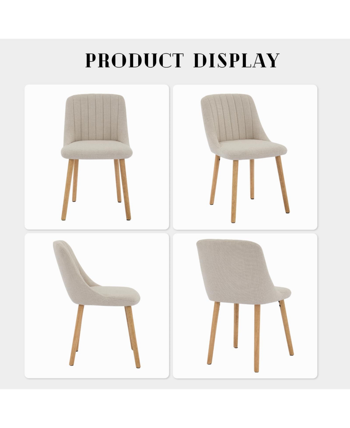 homfan Set of 4 Upholstered Modern Dining Chairs - Curved High Back Ergonomic and Comfortable Side for Kitchen, Room