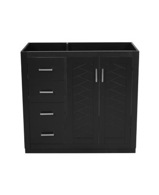 36 Inch Modern Freestanding Bathroom Vanity without Top, Solid Wood Frame, 3 Drawers Storage, Soft Close Doors