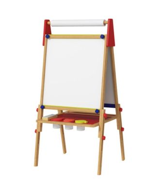 Easel for Kids - 3 in 1 Kids Art Easel with Paper Roll, Whiteboard, Double Sided and Adjustable Height Wooden Toddler Easel for 3-8 Years