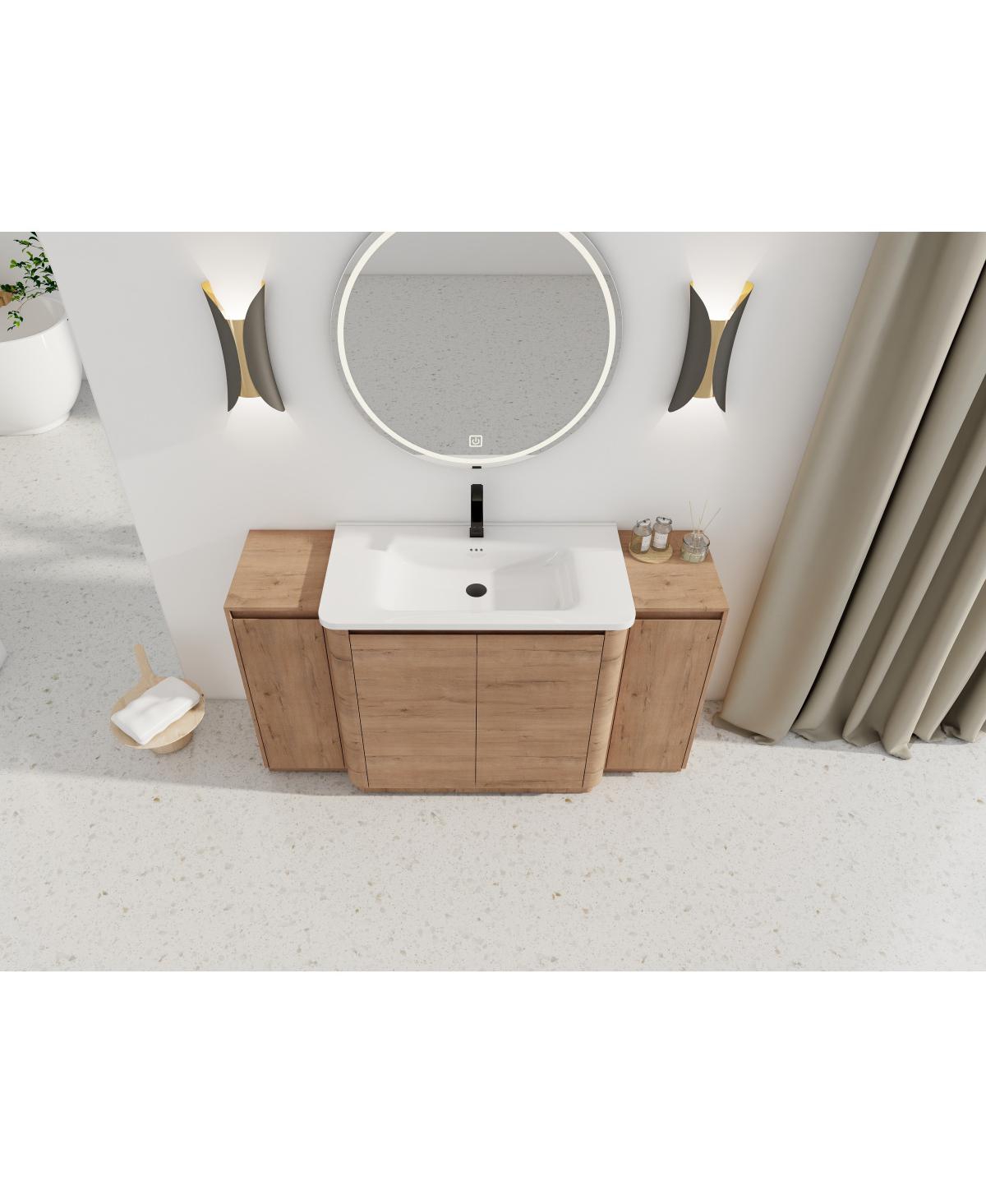 Sillysis Modern Bathroom Vanity with Ceramic Sink, Freestanding Storage Cabinet, Soft Close Doors