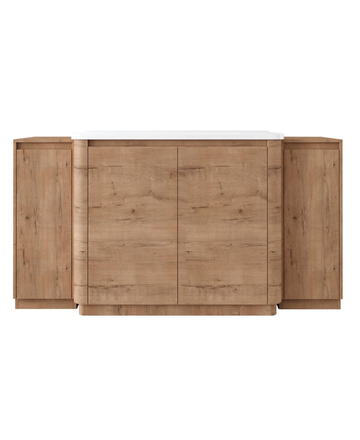Sillysis Modern Bathroom Vanity with Ceramic Sink, Freestanding Storage Cabinet, Soft Close Doors