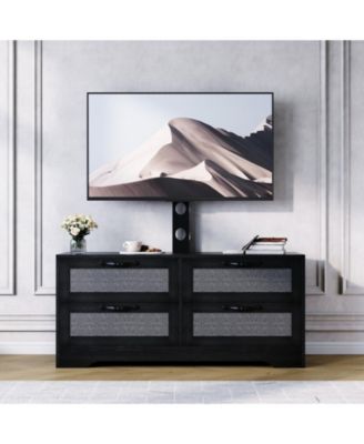Farmhouse Style Dresser TV Stand for TVs up to 70inch , 4 Drawers, Rattan Doors, Wooden Storage Cabinet, Media Console for Bedroom