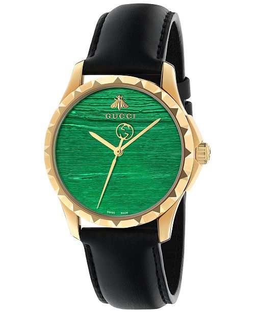 Gucci Women S Swiss Le Marche Des Merveilles Black Leather Strap Watch 38mm Ya126463 Reviews All Fine Jewelry Jewelry Watches Macy S