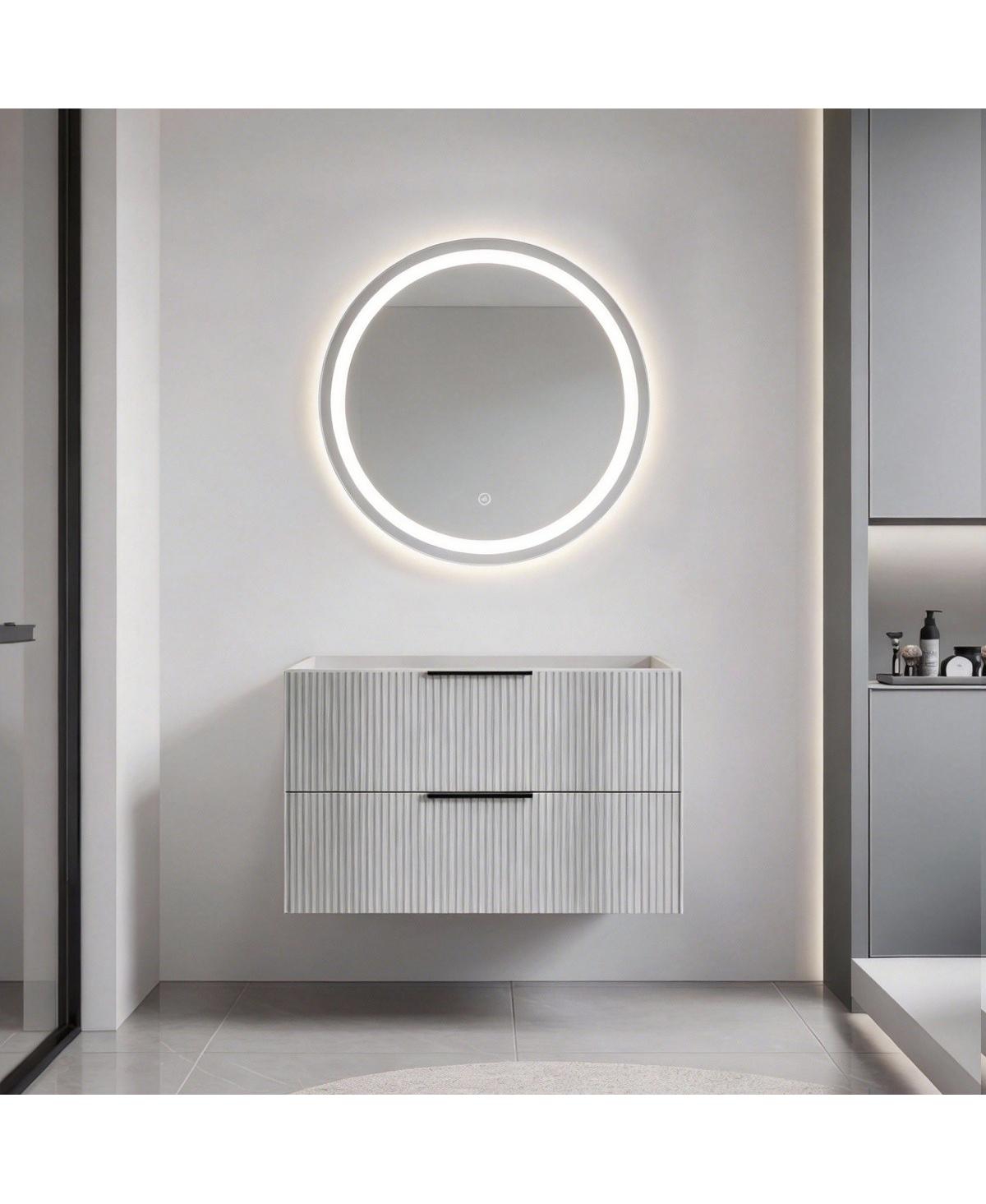 Sillysis Wall Mounted Bathroom Vanity with Ribbed Drawers, U-Shaped Organizer