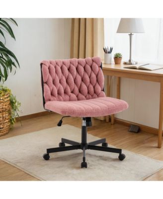 25.4L x 26.2W x 35H in Wide Office Chair with Velvet Upholstery. Woven Accent Padded Desk Chair for Home Office Living Room.