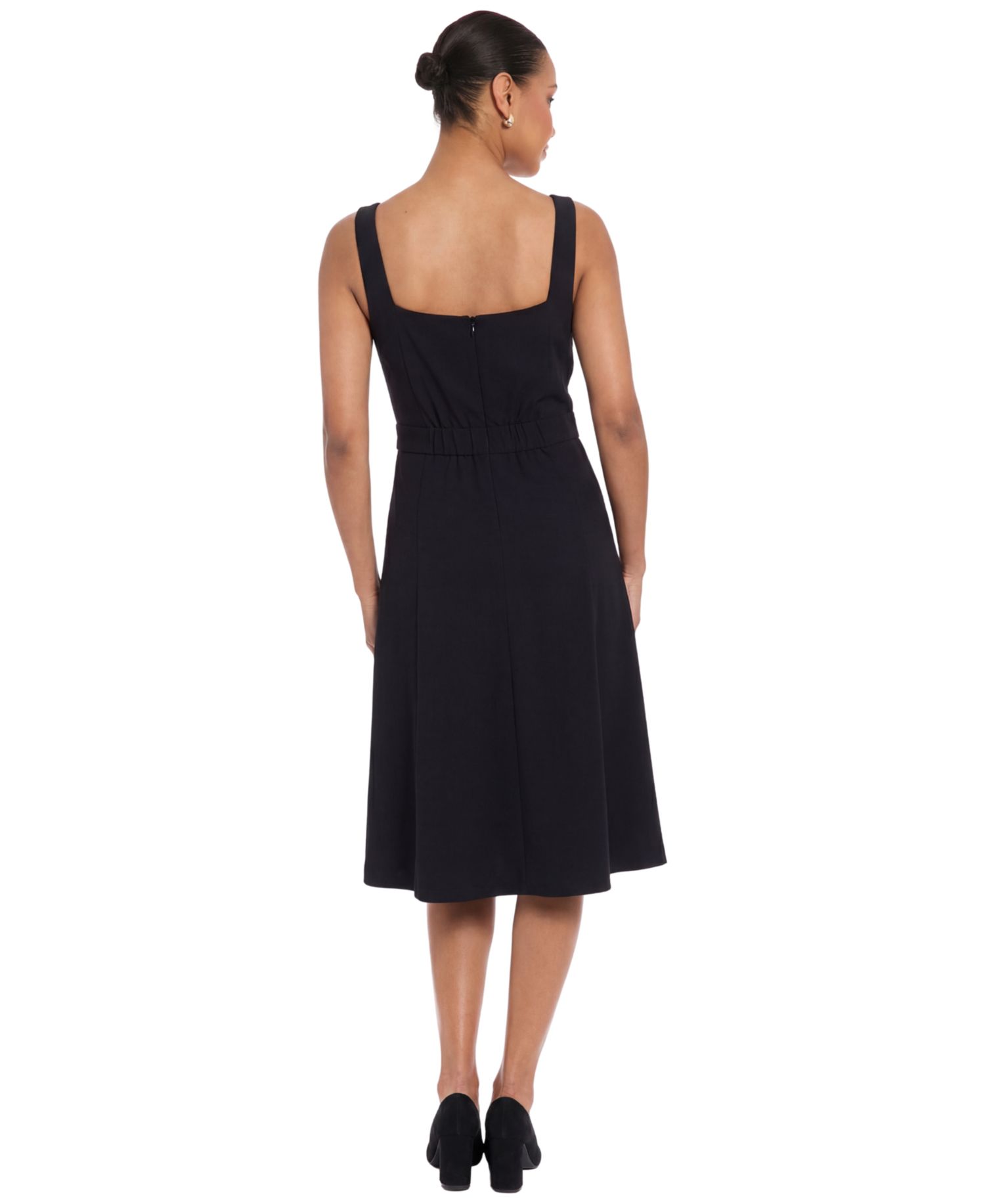 Women's Square Neck Sleeveless Fit and Flare Dress