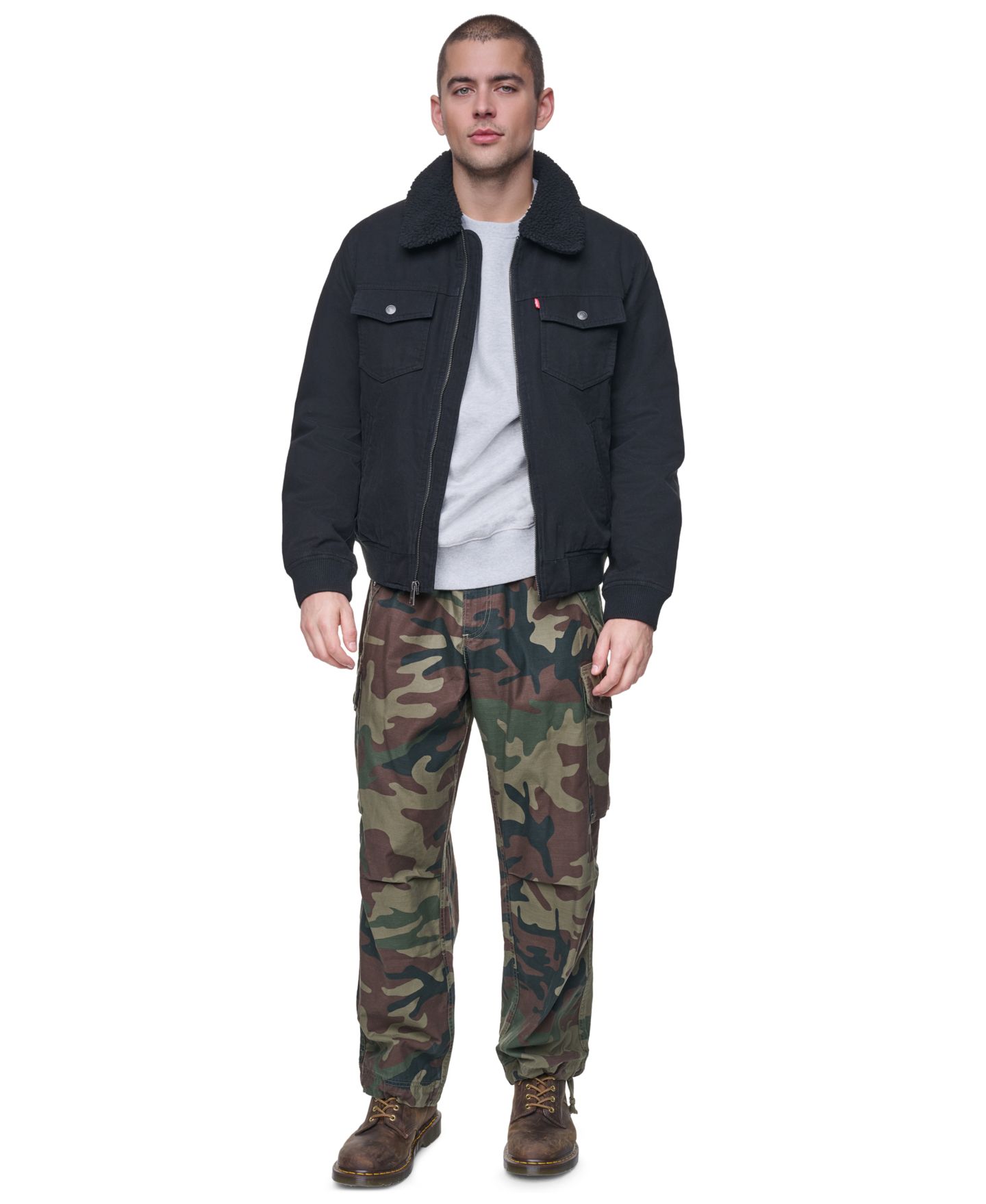 Мужская куртка Levi's Sherpa Collar Western Bomber Aviator, цвет: Чёрный — фото 2