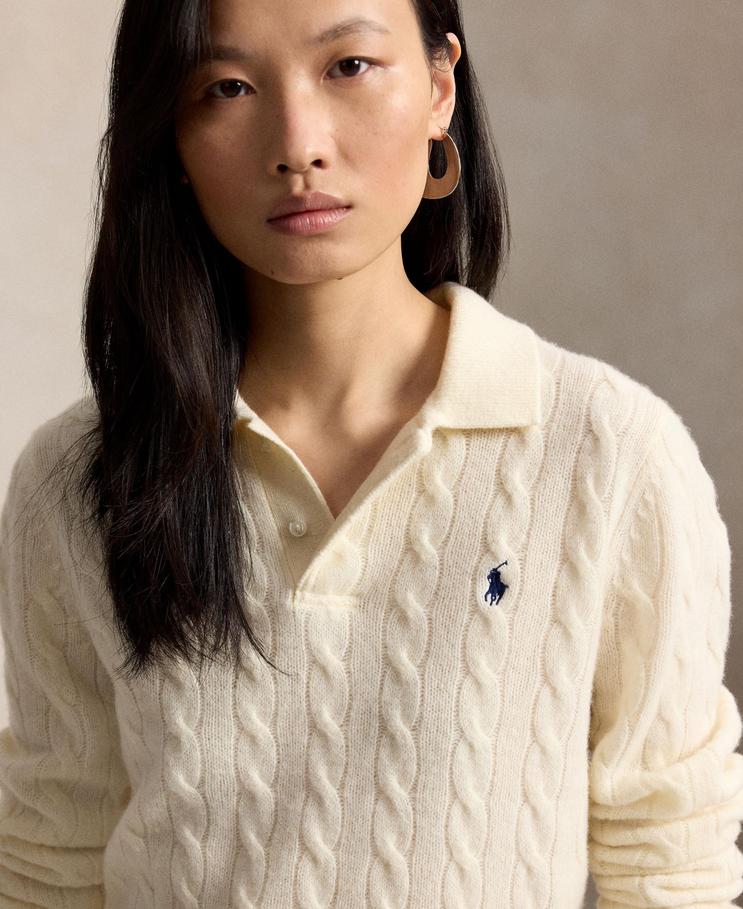Women's Cable-Knit Long-Sleeve Wool-Cashmere Sweater