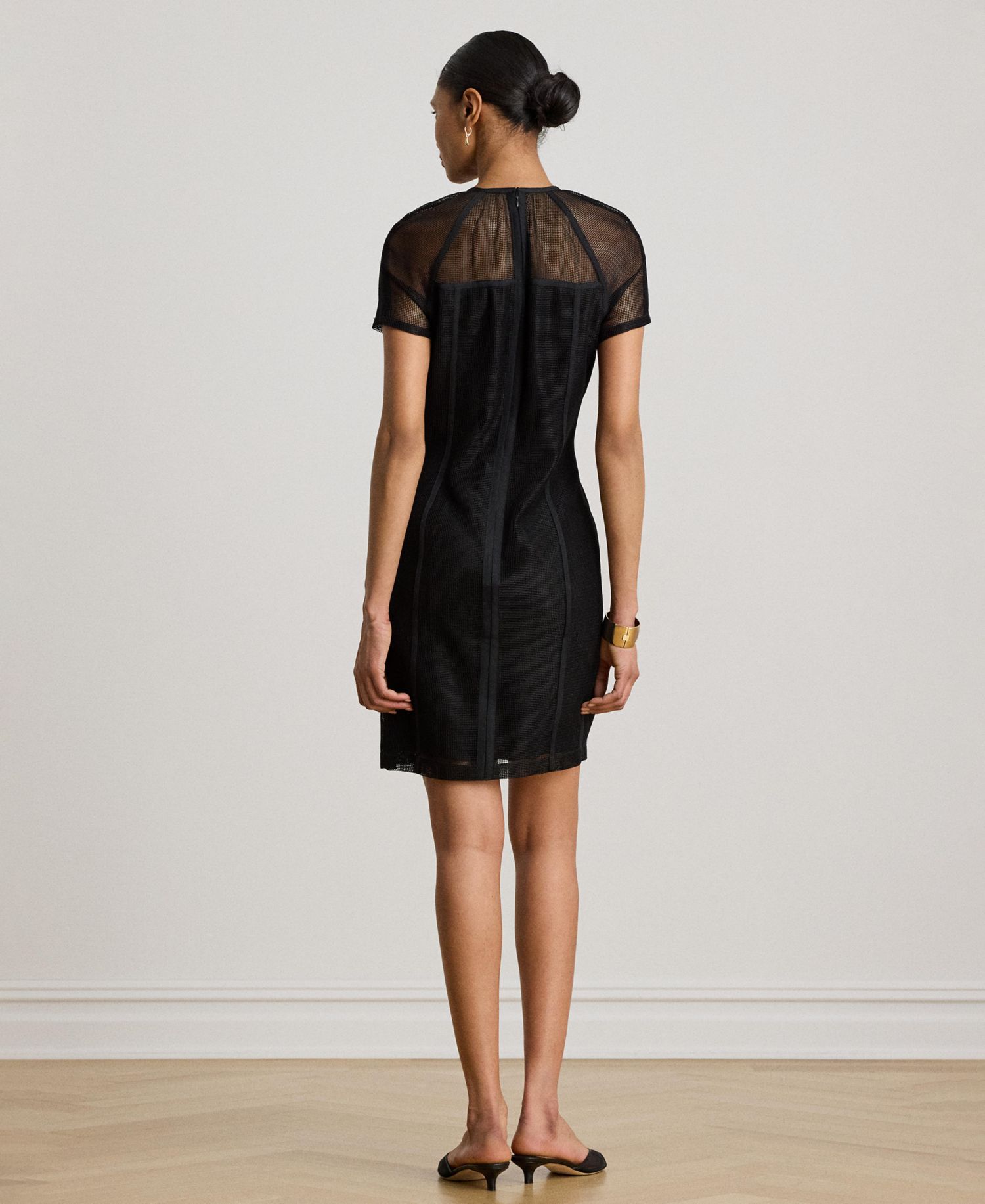 Women's Mesh Short-Sleeve Shift Dress