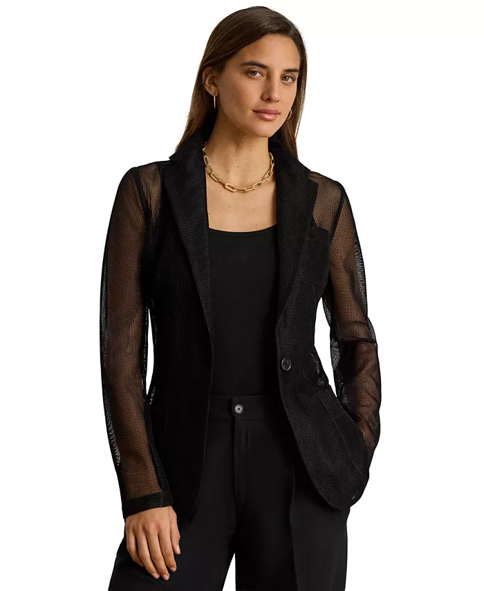 Women's Mesh Single-Button Blazer