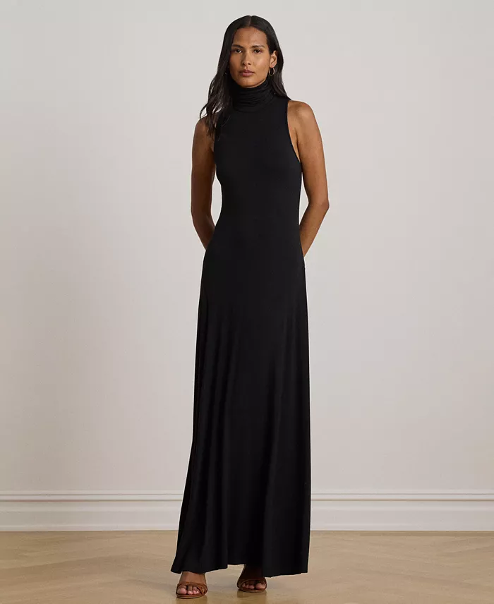 Women's Sleeveless Turtleneck Maxi Dress - thumbnail 2