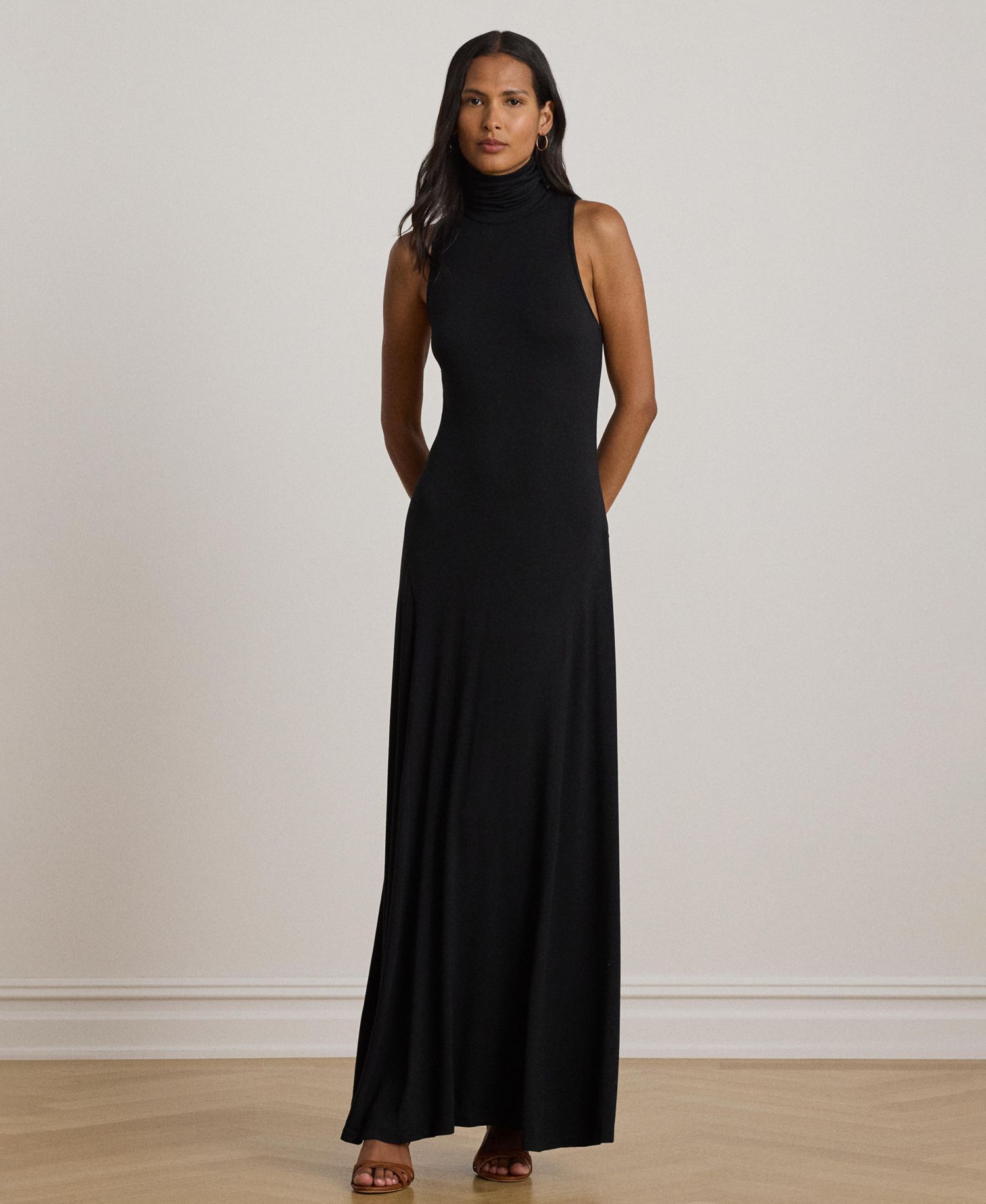 Women's Sleeveless Turtleneck Maxi Dress