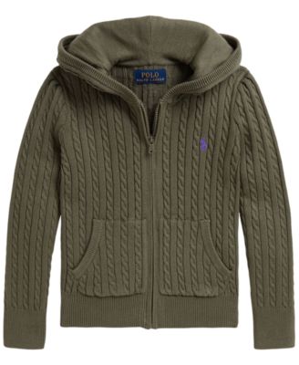 Girls' 2-6X Mini-Cable Cotton Full-Zip Sweater
