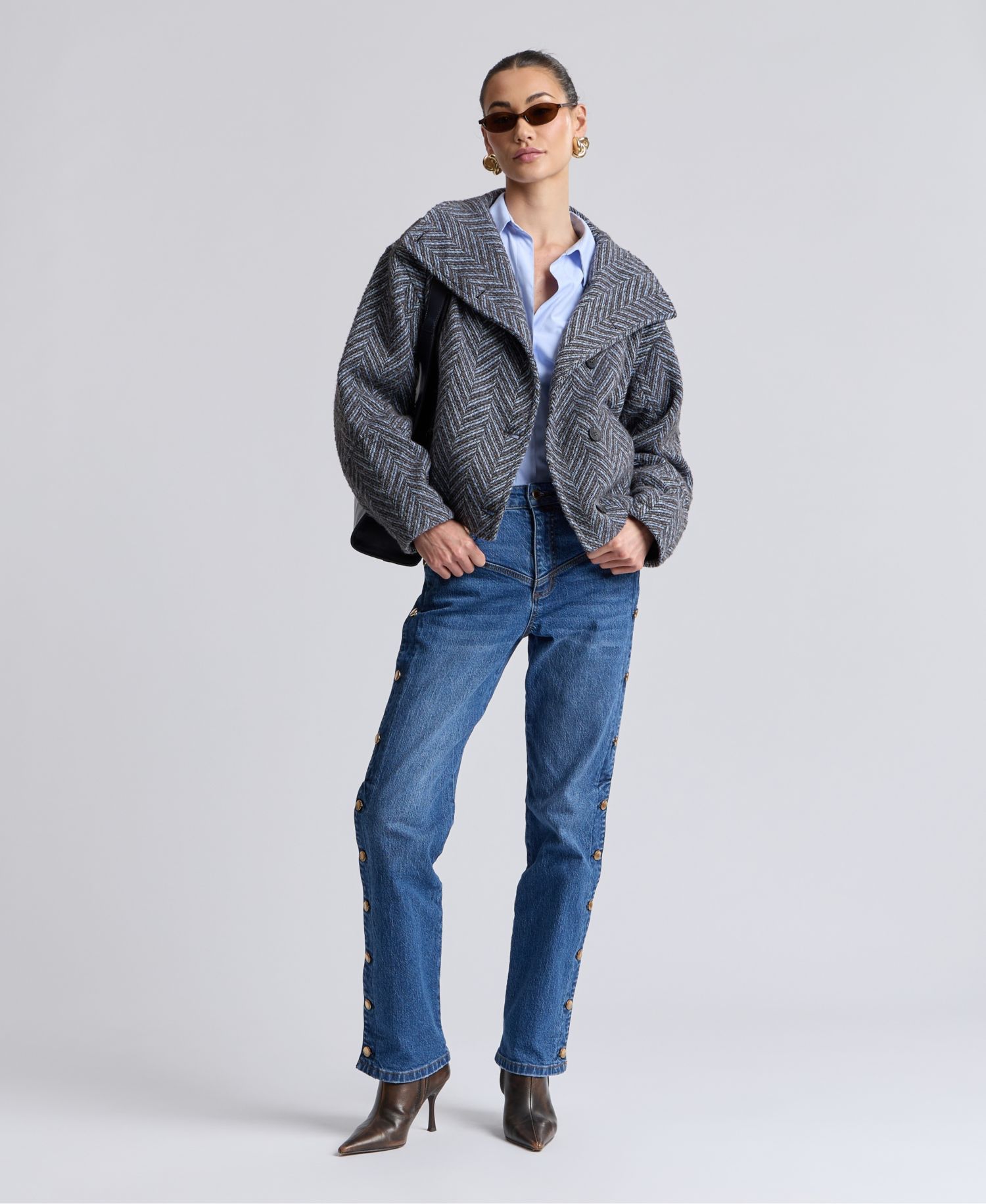 Women's Short Funnel Neck Wool Coat