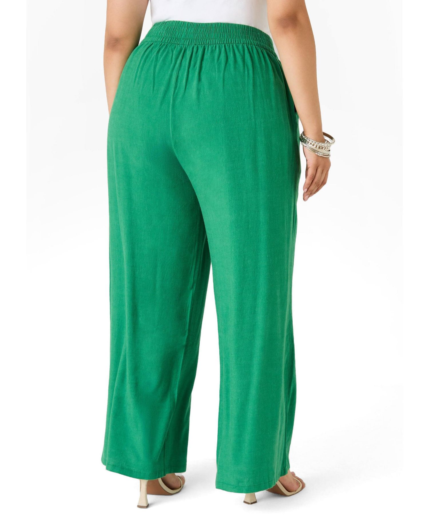 Women's Plus Size Linen Blend Pull On Pants