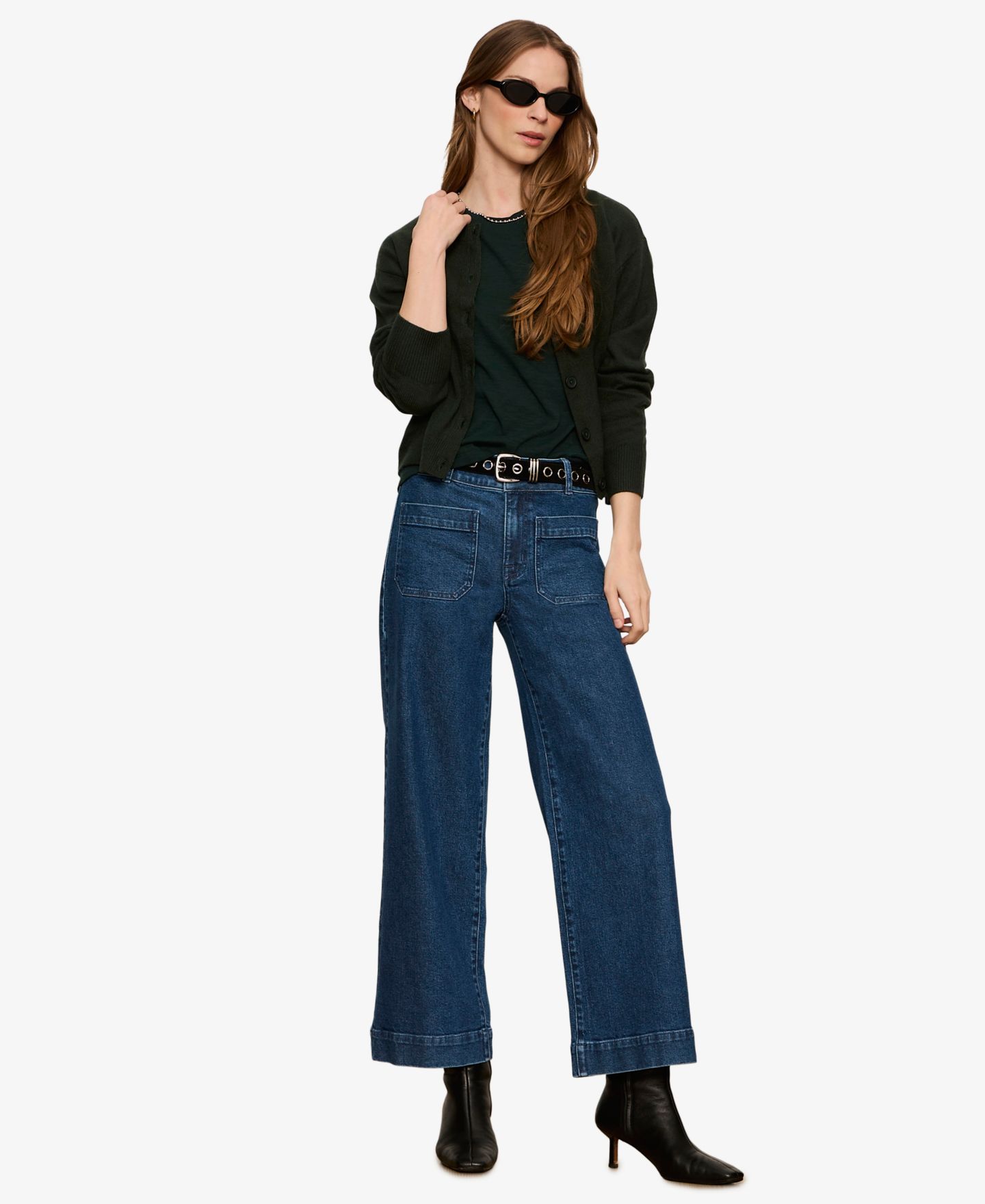 Женский свитер Sanctuary Petite Semi-Cropped Crewneck, цвет: Тёмно-зелёный — фото 2