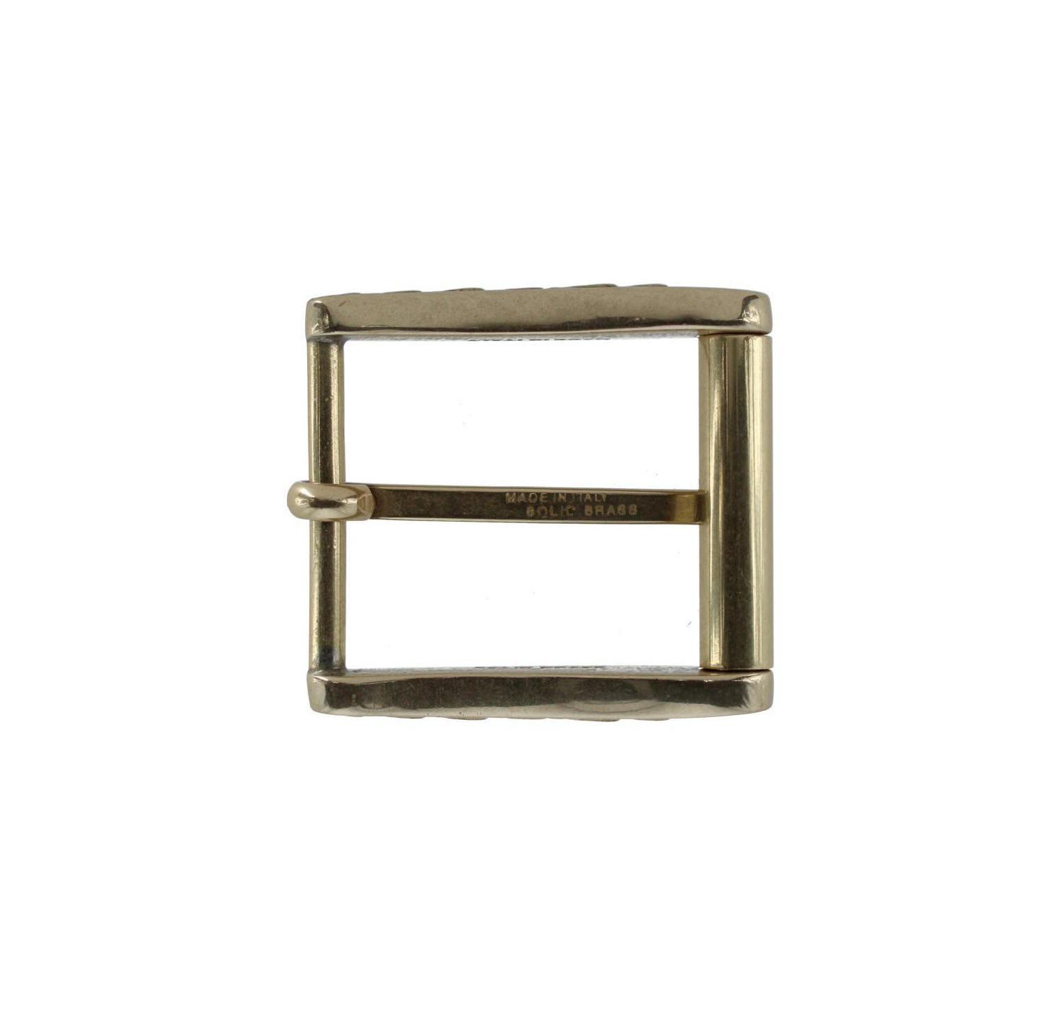 Men's 35mm Solid Brass Side Detailed Roller Harness Belt Buckle