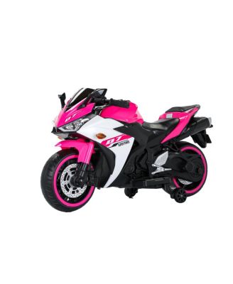 Kids Electric Motorcycle 12V - Training Wheels Ride On Toy, Manual Throttle, Drive By Hand, Electric Car for Boys Girls 3-6 Years Old