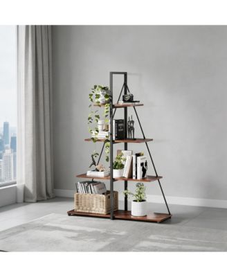 4-Tier A-Shaped Ladder Bookshelf, Triangular Structure Vertical Display Storage Shelf with Thickened Panel, Easy Assembly Home Organizer
